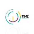 Vector abstract logo idea, time concept or clock business icon. Creative logotype design template Royalty Free Stock Photo