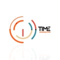 Vector abstract logo idea, time concept or clock business icon. Creative logotype design template Royalty Free Stock Photo