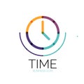 Vector abstract logo idea, time concept or clock business icon. Creative logotype design template Royalty Free Stock Photo