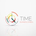Vector abstract logo idea, time concept or clock business icon. Creative logotype design template
