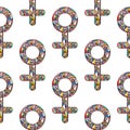 Vector abstract male and female gender signs pattern. Hand drawn sexual identity symbols seamless texture. Royalty Free Stock Photo