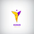 Vector abstract man logo. Positive, healhy lifestyle, wavy human 3d icon. people shape colorful stylized figure. Use for