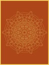 Vector abstract mehndi golden repeated pattern, red background with ornament tribal complex symmetrical mandalas Royalty Free Stock Photo