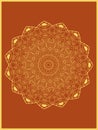 Vector abstract mehndi golden repeated pattern, red background with ornament tribal complex symmetrical mandalas Royalty Free Stock Photo