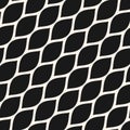 Vector abstract mesh seamless pattern. Simple black and white geometric texture, diagonal lattice Royalty Free Stock Photo