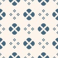 Vector abstract minimalist geometric floral seamless pattern. Blue and beige Royalty Free Stock Photo