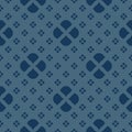 Vector abstract minimalist geometric floral seamless pattern. Deep blue color Royalty Free Stock Photo