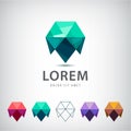 Vector abstract modern crystal origami 3d logo