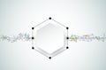 Vector Abstract molecules with 3D paper and Polygonal on light gray color background Royalty Free Stock Photo