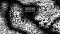 Vector abstract monochrome big data information sorting visualization. Social network, financial database structuration Royalty Free Stock Photo