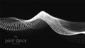 Vector abstract monochrome particle wave, points array, shallow depth of field. Futuristic illustration. Technology Royalty Free Stock Photo