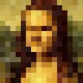 Vector abstract mosaic portrait of woman. Renaissance portrait flat style famous Leonardo da Vinci portrait, Mona Lisa Style