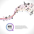 Vector abstract Music notes on colorful lines. On white isolated background. Musical concept Royalty Free Stock Photo