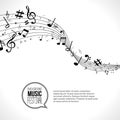 Vector abstract Music notes and lines. On white background. Musical concept