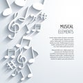 Vector abstract Music notes with shadows. On white background. Musical concept Royalty Free Stock Photo