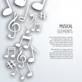 Vector abstract Music notes with shadows. On white isolated background. Musical concept Royalty Free Stock Photo