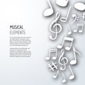 Vector abstract Music notes with shadows. On white isolated background. Musical concept Royalty Free Stock Photo
