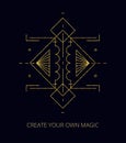 Vector. Abstract mystic sign. Gold geometric shape