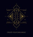 Vector. Abstract mystic sign. Gold geometric shape