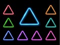 Vector abstract neon triangle set. Light effect. Royalty Free Stock Photo