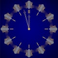 Vector abstract New Year golden clock on dark blue