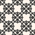 Vector abstract ornamental seamless pattern. Black and white floral texture, geometric tiles Royalty Free Stock Photo