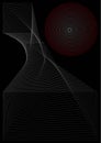 Vector abstract pattern, geometric shapes of white lines and red circles on a black background Royalty Free Stock Photo