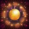 Vector abstract planet, star, rays and fire dark Royalty Free Stock Photo