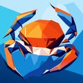 Vector abstract polygonal illustration of an orange crab on a blue background AI Generated Royalty Free Stock Photo