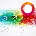 Abstract rainbow watercolor background with arrows and paint splash design Royalty Free Stock Photo