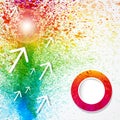 Vector abstract rainbow watercolor background with arrows and paint splash design Royalty Free Stock Photo