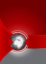 Vector abstract red background with a gray globe