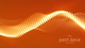 Vector abstract red particle wave, points array, shallow depth of field. Futuristic illustration. Technology digital Royalty Free Stock Photo