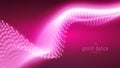Vector abstract red particle wave, points array, shallow depth of field. Futuristic illustration. Technology digital Royalty Free Stock Photo