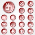 Vector abstract red round paper icon set