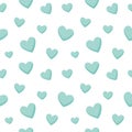 Vector abstract seamless background with blue hearts. Endless pattern. Great for paper, card, wallpaper, banner, fabric, interior
