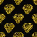 Vector abstract seamless background of heads of elephants.