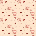 Vector abstract seamless background with hearts and letters for Valentines day. Great for paper, card, wallpaper, banner