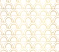 Vector abstract seamless gold foil geometric doodle background. Golden arches on lines on white. Fish scale, elegant, oriental,