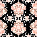 Vector abstract seamless patchwork pattern with geometric and floral ornaments, stylized flowers, dots, snowflakes and lace.