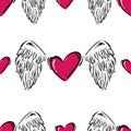 Vector abstract seamless pattern with hearts. Love