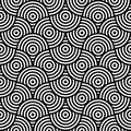 Vector abstract seamless pattern.Modern geometric background.Repeated monochrome pattern with concentric circles background orname