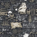 Vintage seamless background on the pirate theme