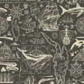 Vintage seamless pattern on the travel theme Royalty Free Stock Photo