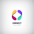 Vector abstract shape logo, dual, unity, loop icon. Multicolor web icon, creative concept