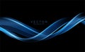 Vector Abstract shiny color blue wave design element on dark background. Science design Royalty Free Stock Photo