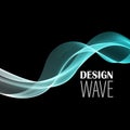 Vector Abstract shiny color blue wave design element on dark background. Science or technology design Royalty Free Stock Photo