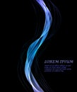 Vector Abstract shiny color blue wave design element on dark background. Science or technology design Royalty Free Stock Photo