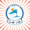 Vector abstract sign sushi shop logo fresh fish cooking design