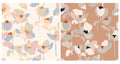 Vector abstract simple flower illustration seamless repeat pattern 2 color ways set Royalty Free Stock Photo